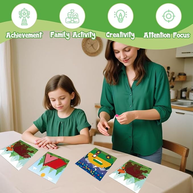 CORNER LACE Camping Theme DIY Pom Pom Art Set for Kids Age 3-6 Years Old 3 Pieces - Fun Arts and Crafts, Sensory Activity Creativity Birthday Christmas Gift Includes 3 Patterns