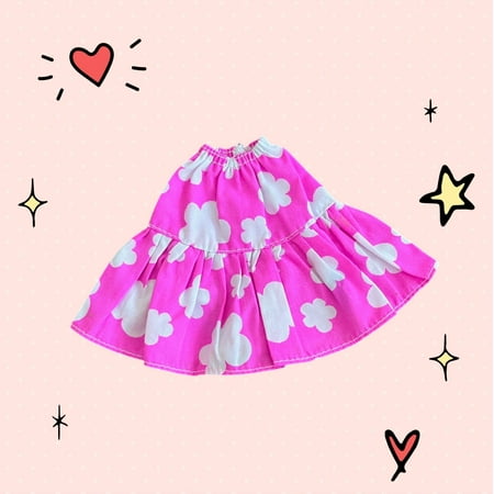 Lol Surprise doll OMG Bartz 1988 Weekend Collection Floral Pink Clouds Print MIDI Skirt