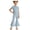 Light Blue, variant on JUMEYU Summer Outfits for Girls Girls Clothes Little Girl Outfits Short Sleeve Tops & Cargo Pants 2pcs Girls Clothing Size 7-8 (Coffee,7-8 Years)