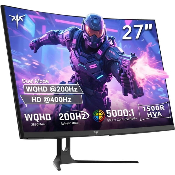 Restored KTC 27 Inch 1440p 200Hz Curved Gaming Monitor, WQHD 200Hz / HD ...