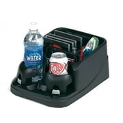 Auto Drive Car Storage Console with 2 Adjustable Drink Holders and Coin Collector, Black