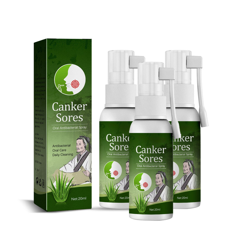 Oral Ulcer Relief Spray, Professional Safe Canker Sore Spray 閿?Freshens Breath閿涘瓗or Oral Care For Men Women ,Postage-Free-3PCS