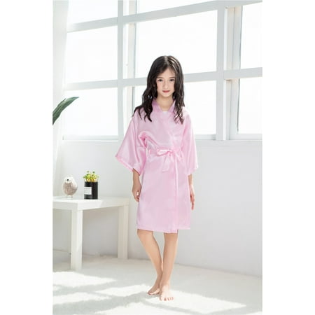 

Summer plain children s pajamas thin imitation silk satin thin cardigan pajamas baby show cardigan
