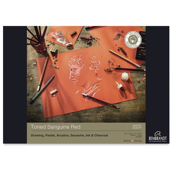 Rembrandt Toned Mixed Media Pad - Sanguine Red, 16.5" x 11.7"