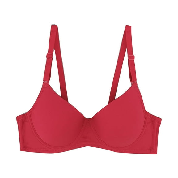 Bigersell Backless Sports Bra Women Solid Underwear Small Breasts Push Up Detachable Double Shoulder Straps Underwire Bra Regular Size Wireless Bra, Style 7838, Red 32B