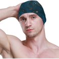 thumbnail image 3 of FYBTO Swimming Cap Luxury Marble Textured Blue Unisex Adult FYBTO Polyester, 3 of 4