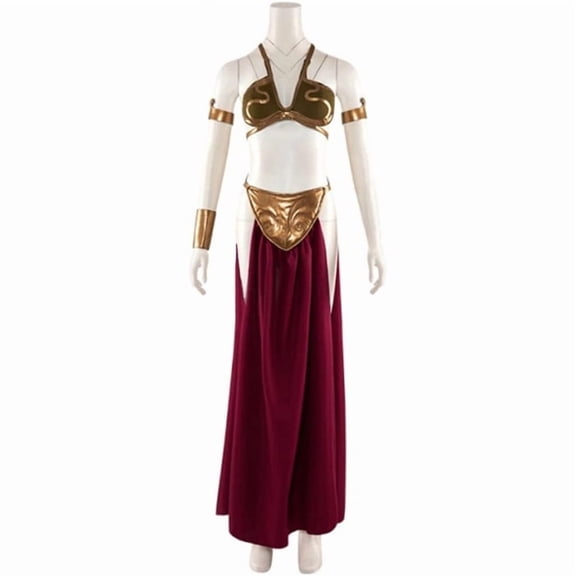 Women Leia Inspired Gold Dancer Outfit Set Metallic Top Skirt Costume