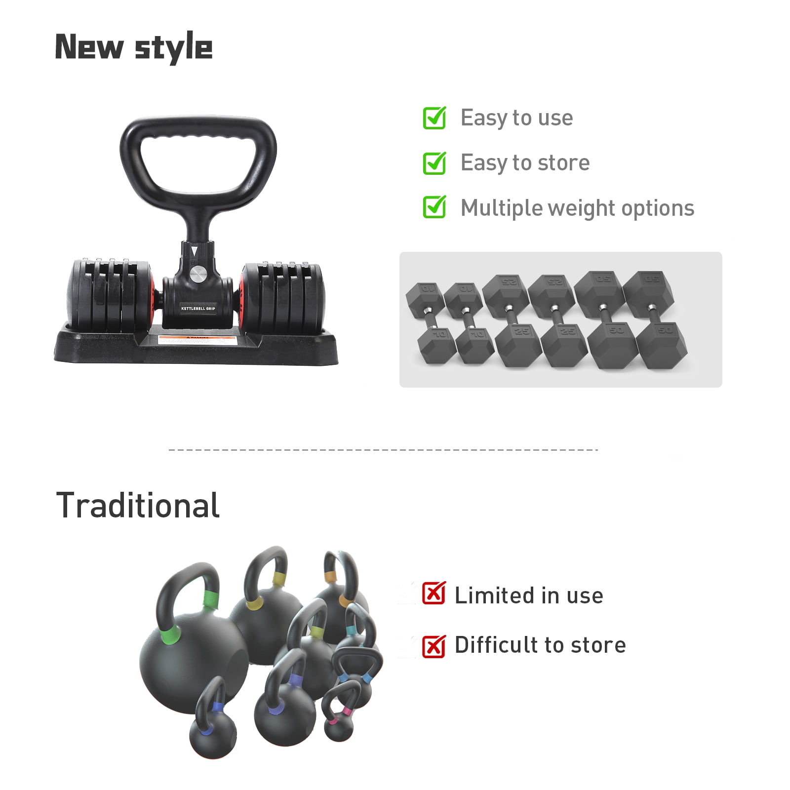 KORIKAHM Upgrade Hyperbell Dumbbell Converter - Convert Dumbbells to Barbell Set and Kettlebell for Home Fitness - Adjustable & Up to 200 lb Capacity Weight Barbell for Weight Lifting