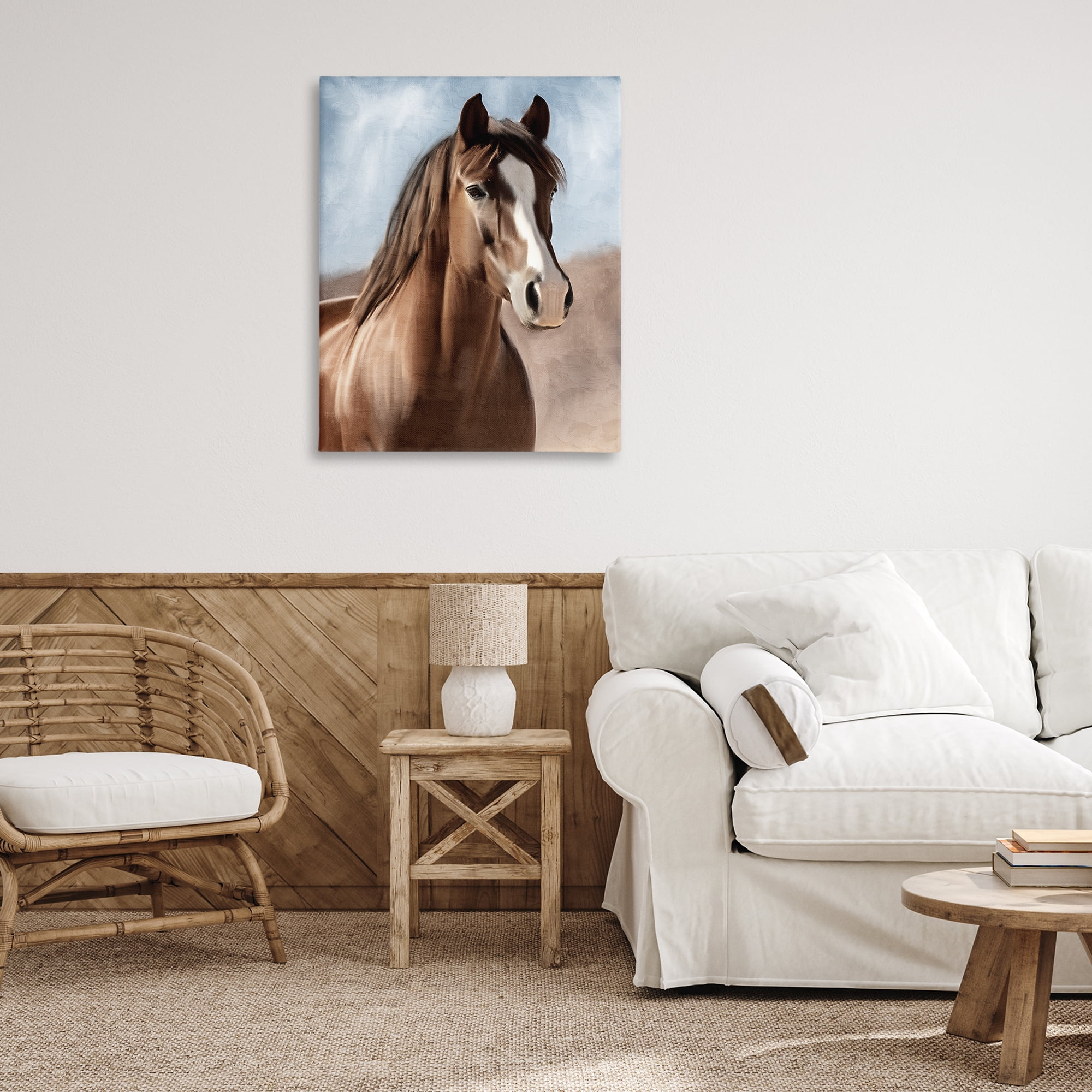 Stupell Industries Brown Horse Closeup Animals Painting Wrapped Canvas Art Print Wall Art, 30 x 40