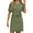 Army Green, variant on Womens Tie Waist Button up Shirt Dresses V-Neck Short Sleeve Loose Fit Minidress with Pockets for Work and Daily Wear Lightweight Soft Comfy Short Frock Beige S