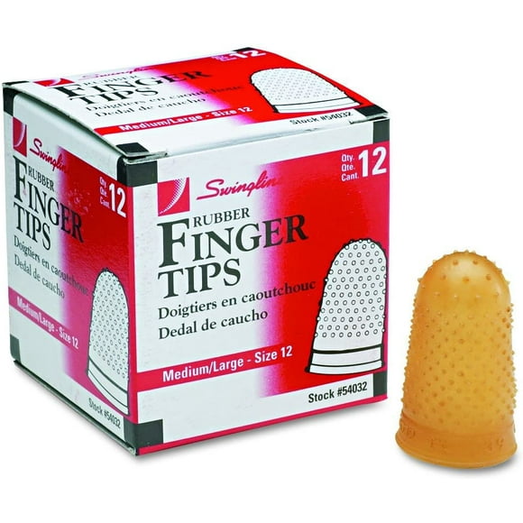 Swingline Medium/Large Rubber Finger Tips, Size 12, 12-Pack, (S7054032C)