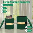 thumbnail image 6 of Joveco Round Set of 2 Ottoman with Storage-Upholstered Velvet Vanity Stool for Makeup Multifunctional Ottomans Padded Seat Foot Rest for Living Room&Bedroom with Metal Band (Dark Green), 6 of 7