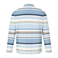 thumbnail image 6 of Tawop Men's & Big Men's Striped Polo Shirts Printed Buttons Long Sleeve Lapel Shirt L, 6 of 7
