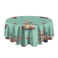 thumbnail image 5 of Round Waterproof Tablecloth Green Floral Reusable Indoor/Outdoor Durable Table Cover for Kitchen and Dining Room 60 Inch X 60 Inch, 5 of 6