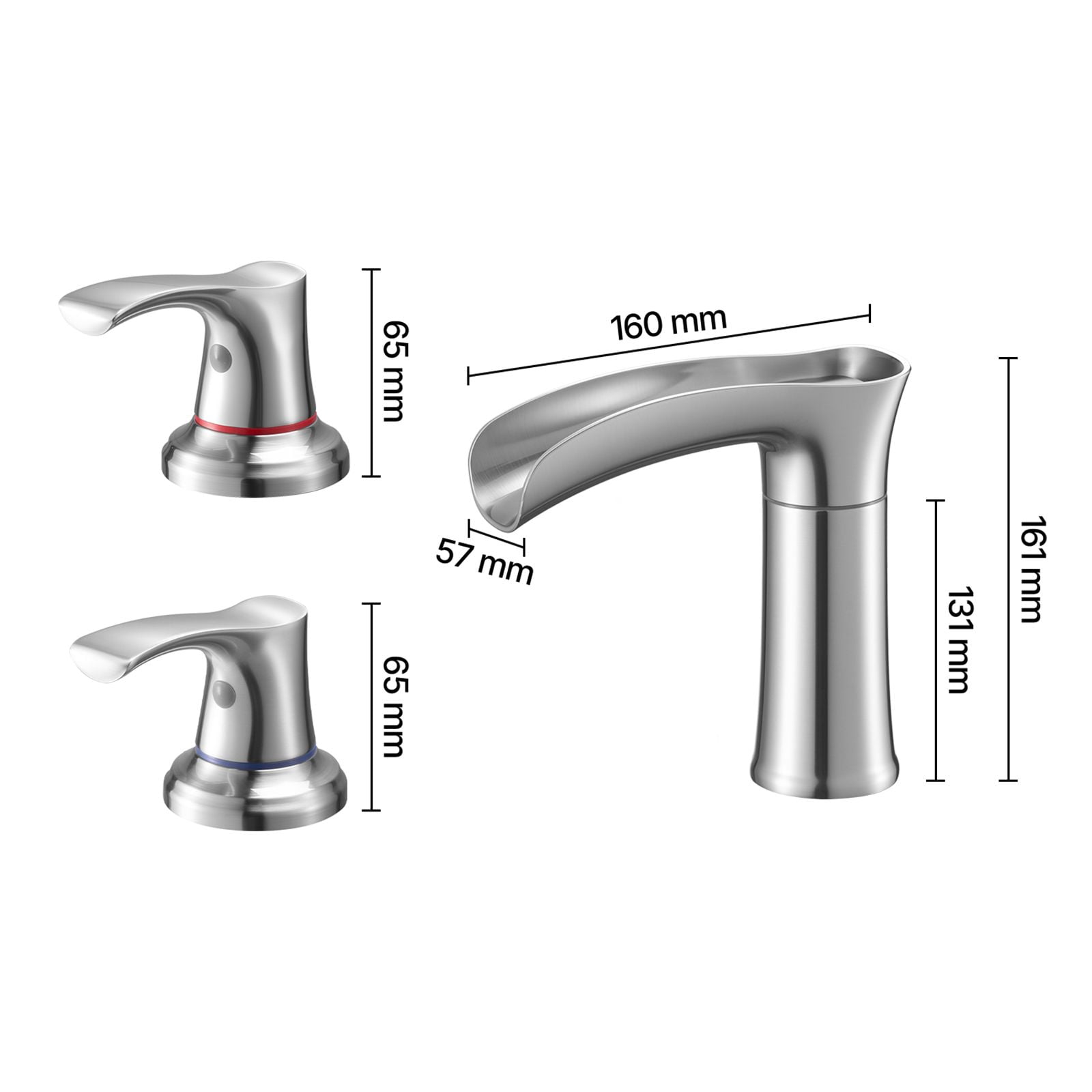 Roman Bathtub Faucet 4.36 GPM High-Flow 3-Hole Deck Mount Zinc Alloy Dual Handles Drip-Free for Bathroom Bathtub