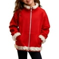 thumbnail image 3 of LIJCC Girls Mock Neck Jackets Furry Trim Winter Warm Zipper Sweatshirts Soft Fleece Oversized Xmas Trendy Coats(Red,12-13 Years), 3 of 9