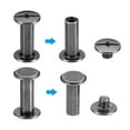 thumbnail image 4 of Uxcell 50 Sets Chicago Screws, M5x14mm Nickel Plated Chicago Screw Phillips Binding Post Screw Rivets for Leather, Black, 4 of 6