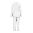 thumbnail image 7 of White Outfits for Women Womens 2 Piece Outfits Hoodie Sweatsuit Sets Slim Sweatshirt Baggy Fall Fashion Sweatpants With Pockets Wool Long Sleeve Warm Pajamas Set Glitter Pant Suit for Women W White XS, 7 of 7