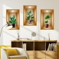 thumbnail image 4 of 3 Pack 3D Green Plants Wall Decals, 3D Green Pot Plant Succulent Wall Stickers for Sofa Background Bedroom Living Room Kitchen, 4 of 5