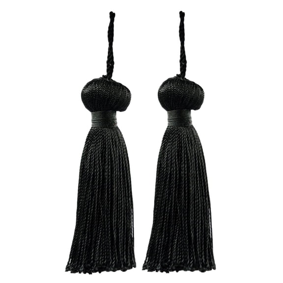 3" (7.5cm) Small Bell Tassel | Craft Tassel # BT3,, Pure Black #K9 (Jet Black) Set of 2