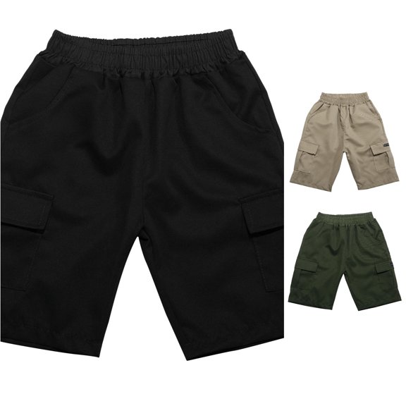 FYDUU Boys Shorts Kids Cargo Shorts Boy's Casual Elastic Waist Pull On Bottoms Loose Fit Cargo Shorts Back To School Outdoor Activewear Leisure Pants 10-11 Years
