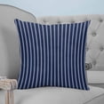 thumbnail image 4 of 14x14 Pillow Covers Set of 2, Navy Blue Striped Throw Pillow Covers Decorative Couch Cushion Case, Navy Blue White Farmhouse Stripes Microfiber Square Pillowcases for Bedroom Car Living Room, 4 of 7