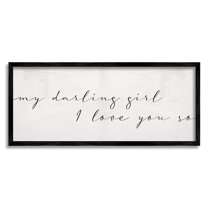Stupell Industries Darling Girl I Love You So Sentiment Soft Typography Graphic Art Black Framed Art Print Wall Art, 10x24, by Daphne Polselli