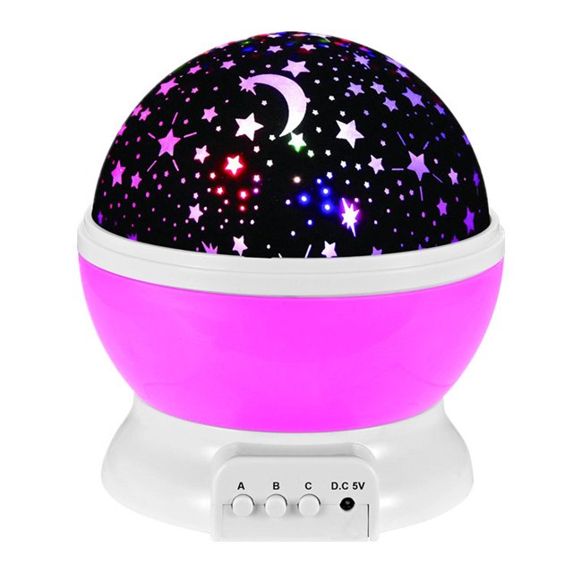 Haga clic para abrir la vista ampliada Luz nocturna de estrellas, lámpara de estrellas con rotación romántica de 360°, proyección de techo para niños, proyector de lámpara para niños (4 LED, 8 modos de iluminación, 2 modos de carga) - Rosa JM