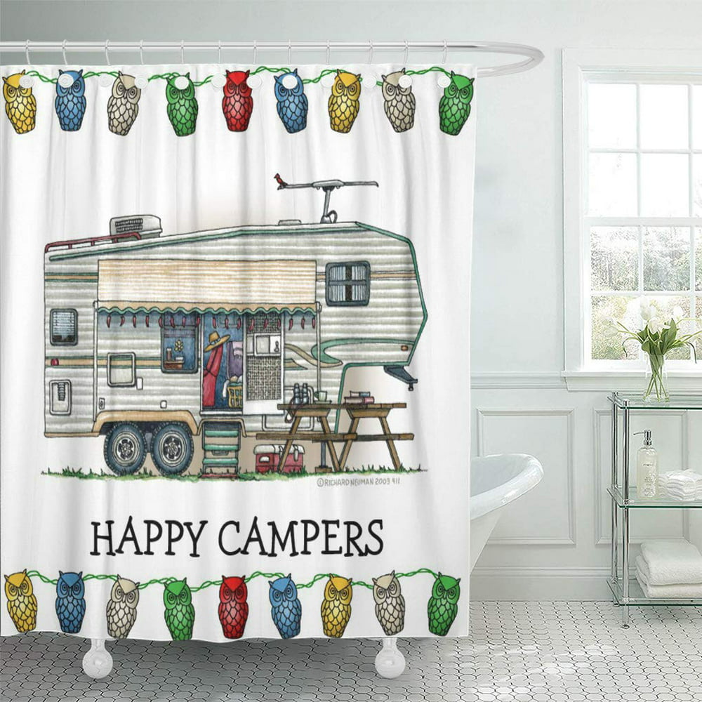 CYNLON Camping Rv Vintage Fifth Wheel Camper Travel Trailer Rally ...