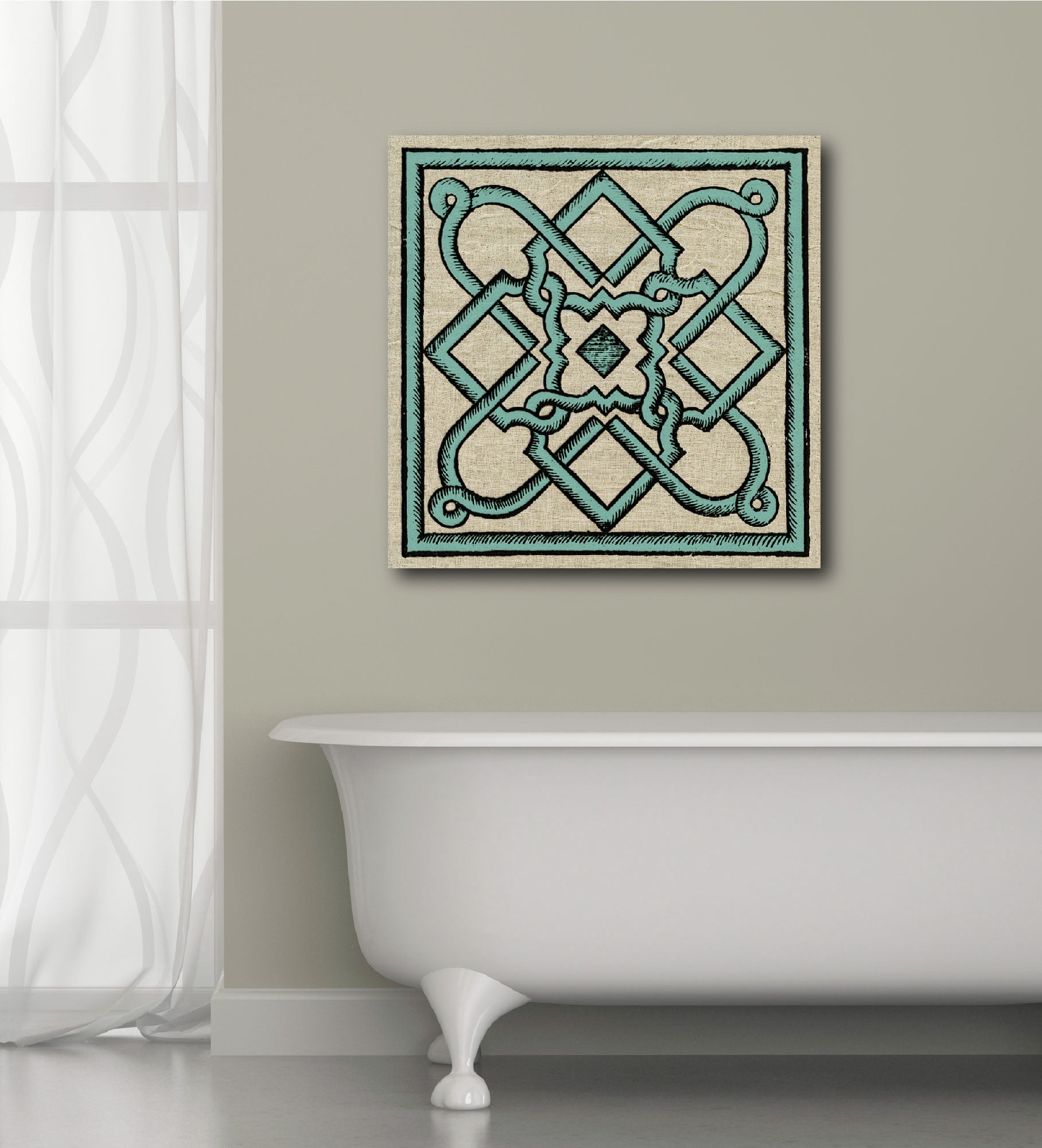 Teal & Tan Pattern II Gallery-Wrapped Canvas Wall Art, 16x16