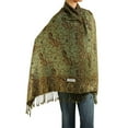 thumbnail image 3 of Falari Women's Reversible Paisley Woven Pashmina Shawl Wrap Scarf 80" x 27" Green, 3 of 3