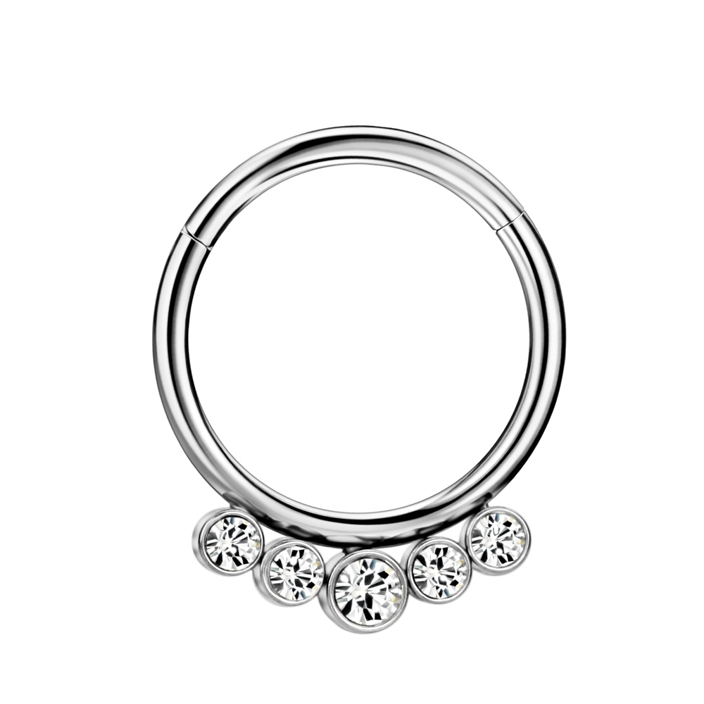 16g Septum Jewelry 16 gauge Septum Rings for Women Silver Surgical Steel Septum Hoop 10mm Beaded CZ Daith Piercing Jewelry