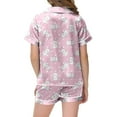 thumbnail image 4 of Children Girls Easter Pajamas Short Sleeve Top Easter Paint Soft Button Down 2-Piece Sleepwear Pjs for Kids Pink,3-4Y, 4 of 5