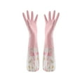thumbnail image 2 of Qiweii 2-Pair Latex Waterproof Dishwashing Gloves, Medium Long Cuff Flock-Lined Cleaning Gloves, Embossed Palm for Laundry Gardening, 2 of 6