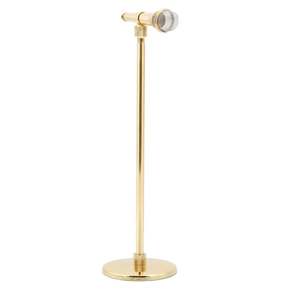 Modèle de Microphone Artisanat Exquis Travail Confortable Modèle de Microphone en Cuivre de Sensation de Main, Amis de Bureau à Domicile pour Table