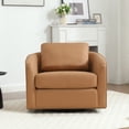 thumbnail image 5 of MINCETA Accent Chairs,Oversized 360 Swivel Armchair(Seat Area:25.6"D x 26.8"W),Modern Comfy Reading Chairs for Living Room with Metal Base,PU Leather in Brown, 5 of 5