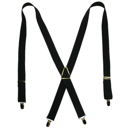 - Size one size Men's Elastic X-Back Suspenders with Brass Hardware