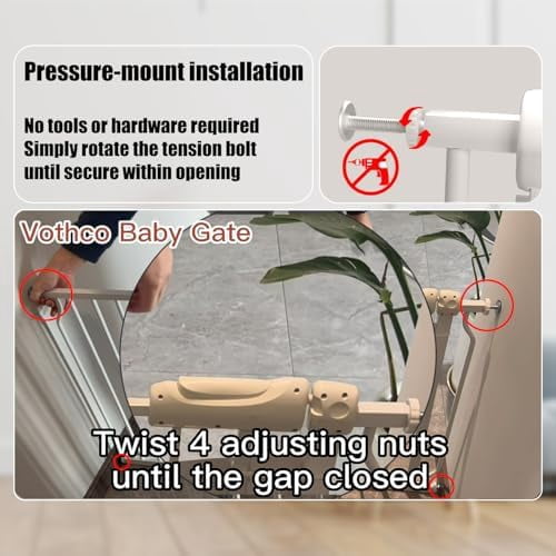 Narrow Baby Gate 24.4-29 Inch Wide Stairs Tension Pet Dog Gates Indoor for Doorways No Drilling Pressure Mounted Metal Pet Gates for Kids