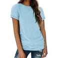 thumbnail image 2 of jiaxiM Womens Tops Summer Plain T Shirts for Women Loose Fit Short Sleeve Tops for Women Y2k Basic Tees Womens Oversized Tee Shirts Spring Summer Trendy Outfits,Light Blue, 2 of 4