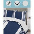 thumbnail image 4 of Quilts Full Size Bedding Set, Farmhouse Navy Blue Lightweight Quilted Comforter, Aesthetic Modern Line Striped Soft Reversible Bedspread Coverlet with Pillow Covers for All Season, 78" x 90", 4 of 7