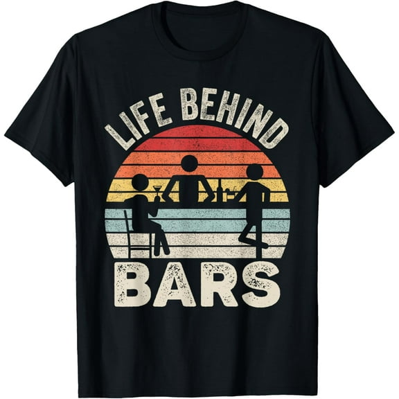 Everyday Cotton Comfort - Vintage Retro Life Behind Bars Bartender T-Shirt