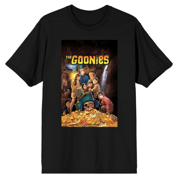 Goonies Treasure Hunters Adventure Artwork Men's Black T-Shirt-3XL