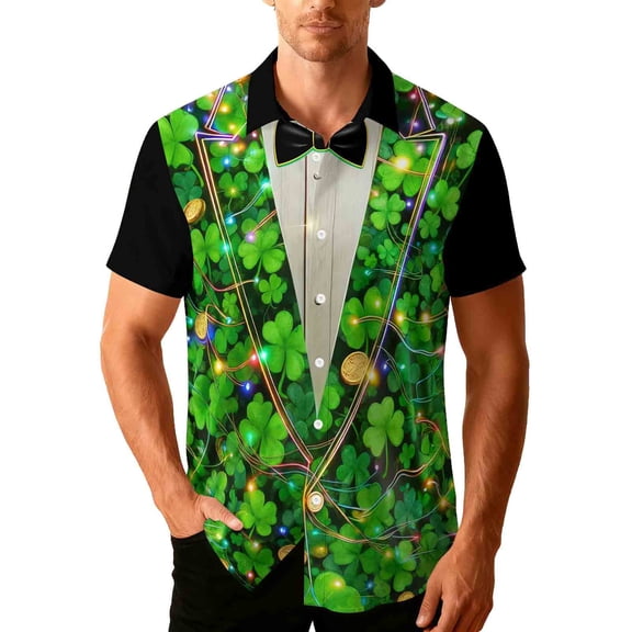 Awdenio Tshirts Shirts for Men Holiday Tuxedo T-Shirts Graphic Short Sleeve Novelty Party Costume Top