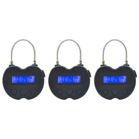 3X Smart Time Lock LCD Display Time Lock USB Rechargeable Temporary Padlock Travel Electronic Black