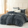 thumbnail image 4 of BLEUM CADE Fluffy Comforter Set Queen Size,Faux Fur Luxury Fuzzy Bedding Sets Gray,Shaggy Plush Duvet Cover Set with 2 Pillowcases, 4 of 11
