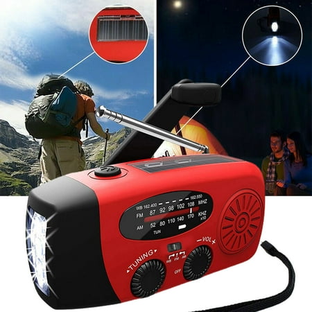 Joernso Radio Multifunctional Sensitive Portable Solar Hand-crank AM/FM/WB Weather Radio for Home