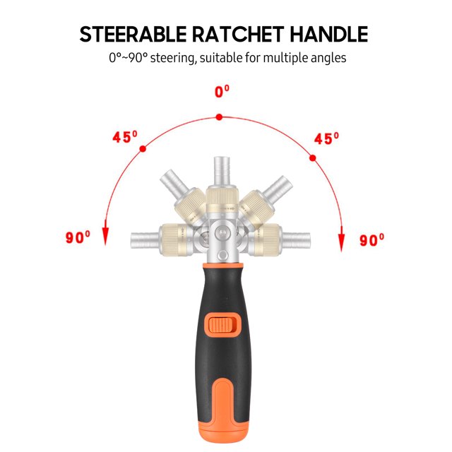 TFixol Two-way Ratchet Screwdriver 10-in-1 Multi-bit Ratchet Screw Drivers Set 6.23mm Adjustable Nut Driver Tool