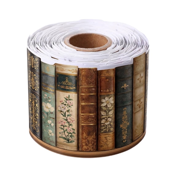 Bookshelf Trim Peel and Stick Border, Vintage Book Spine Wall Decor for Classroom Reading Corner, Peel and Stick Wall Trim for Office Shelf Decor, 2.25 Inch X 394 Inch Roll