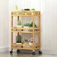 thumbnail image 2 of iKayaa 3-Tier Slim Storage Cart of High Mountain Solid Bamboo Kitchen Organizer Slide-Out Mobile Storage Cart Rolling Pantry Shelf Kitchen Shelving Unit Utility Cart, 2 of 8