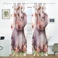 thumbnail image 2 of Hippo Crown Flowers Black Out Curtains 84 Inch Length for Bedroom Living Room Windows 2 Panels Set, 2 of 6